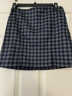 Tilly's Navy and White Plaid Mini Skirt